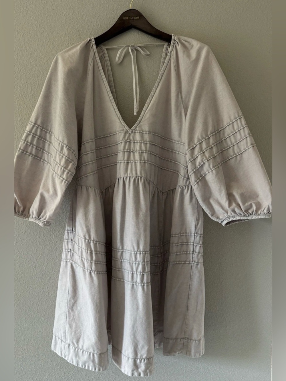 Free People Sweet Surrender Dress XL Washed Blush Gray Cotton Babydoll Boho